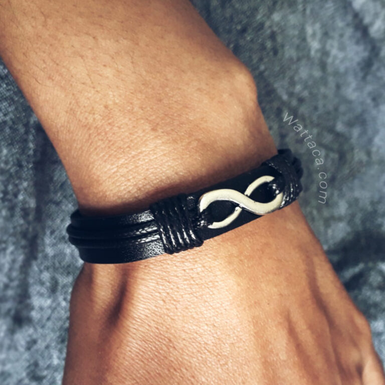 Pulsera Infinito Ajustable Cuero Para Hombres En Wattaca Per