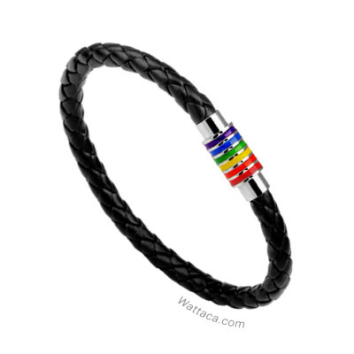 Pulsera Cuero Trenzado LGTB Acero