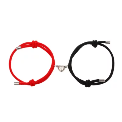 Pack pulseras magnéticas para parejas Corazón Rojo/Negro
