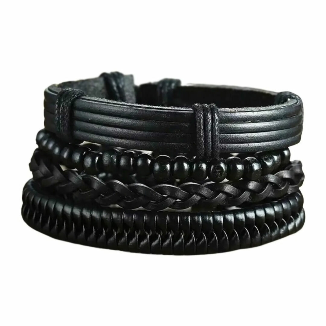 BOCHOI Pulsera De Cuero Para Hombre – Bracciale In Pelle Intrecciata Con Targhetta In Acciaio, Regalo Originale Per Papà