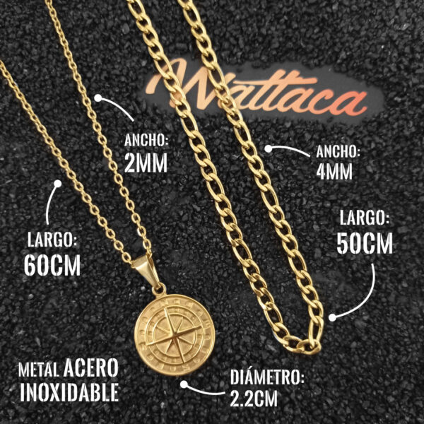 Collar Brújula Gold Acero Inoxidable para hombres en Wattaca Lima Perú