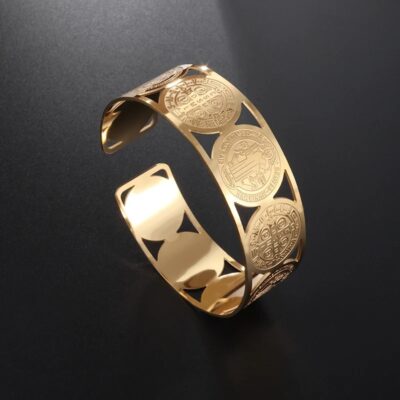 Brazalete San Benito Gold Acero Inoxidable – Colección Mujer