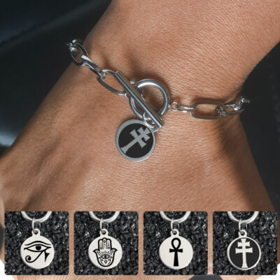 Pulsera de Protección Ojo de horus, Cruz de ankh, Mano de fátima o cruz de Caravaca – Acero Inoxidable