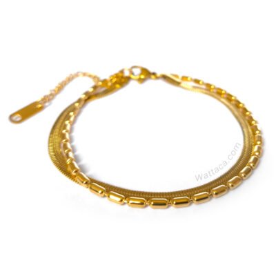 Pulsera Doble Azahara Acero Inoxidable Gold – Colección Mujer