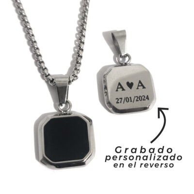 Collar Square Iniciales Acero Inoxidable – Colección Personalizados