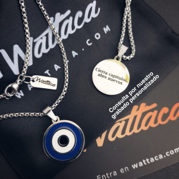 Collar Ojo Turco Azul Acero Premium 316L