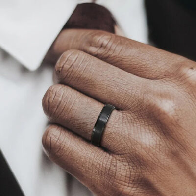 Anillo Black Minimalista Acero Titanio 4mm