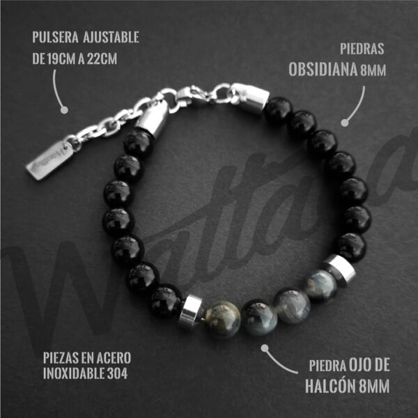 Pulsera para hombre piedras naturales Obsidiana Ojo de Halcón en Wattaca Lima Perú