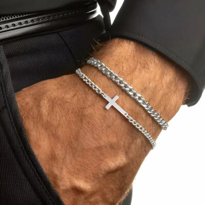 Pack Pulsera Cruz Acero Inoxidable 2X