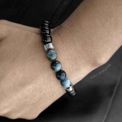 Pulsera Dajo Obsidiana Ojo de Halcón Acero Inoxidable