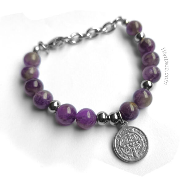 Pulsera Medalla San Benito y piedra amatista en Wattaca Lima Perú