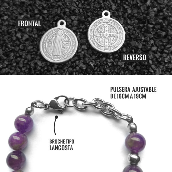 Pulsera Medalla San Benito y piedra amatista en Wattaca Lima Perú