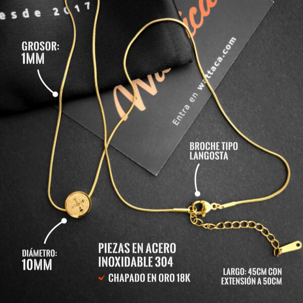 Collar Cruz de San Benito Minimalista Gold Acero Inoxidable para Mujer en Lima Perú