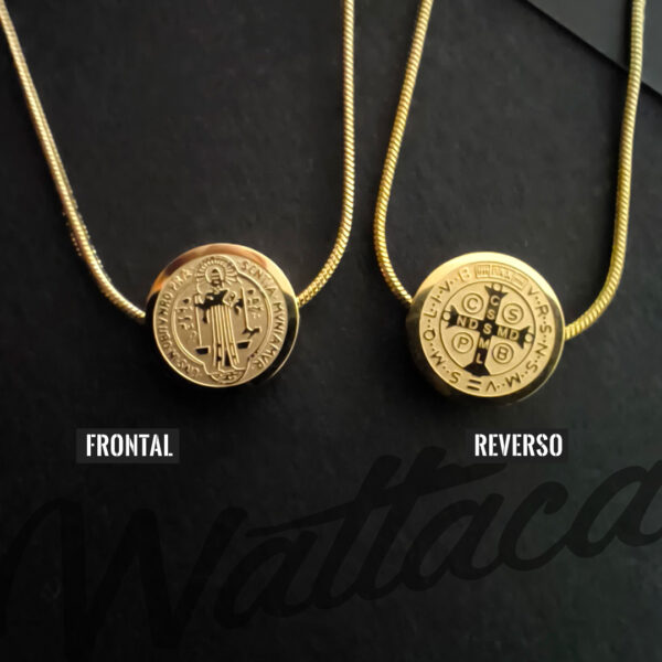 Collar Cruz de San Benito Minimalista Gold Acero Inoxidable para Mujer en Lima Perú