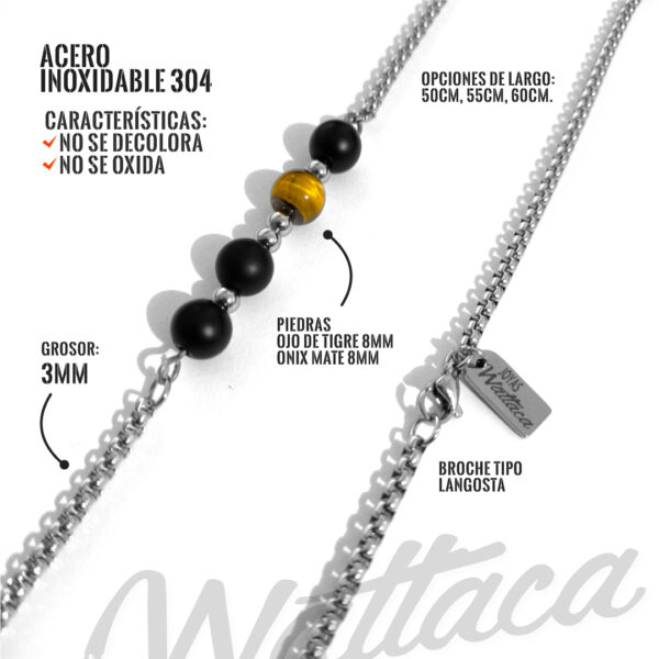 Collar Ojo de tigre Ónix para hombres Wattaca Perú