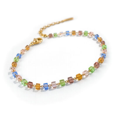 Pulsera Amaterasu Cristal + Acero Inoxidable Gold – Colección Mujer