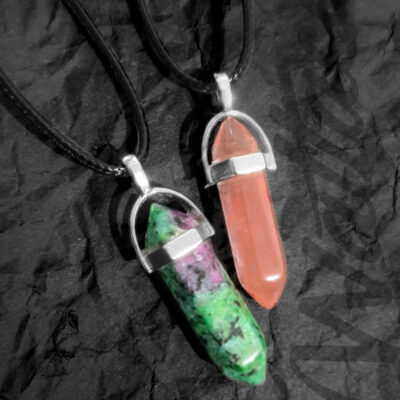 Pack Collares Cuarzo Rubí Zoisita/Cherry Péndulo 2X